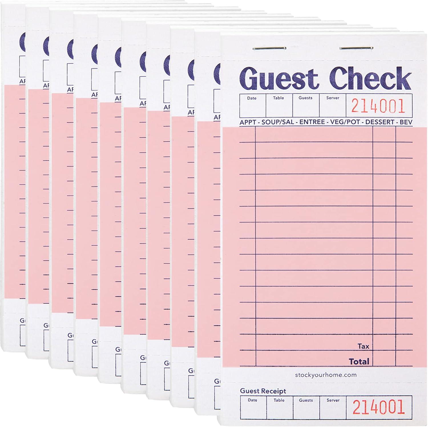 imageStock Your Home Pink Guest Check Books for Servers 20 Pack Server Note Pads Waiter Checkbook Food Receipt Book Restaurant Order Pad Paper Checks Waitress Accessories 1000 Total TicketsPink