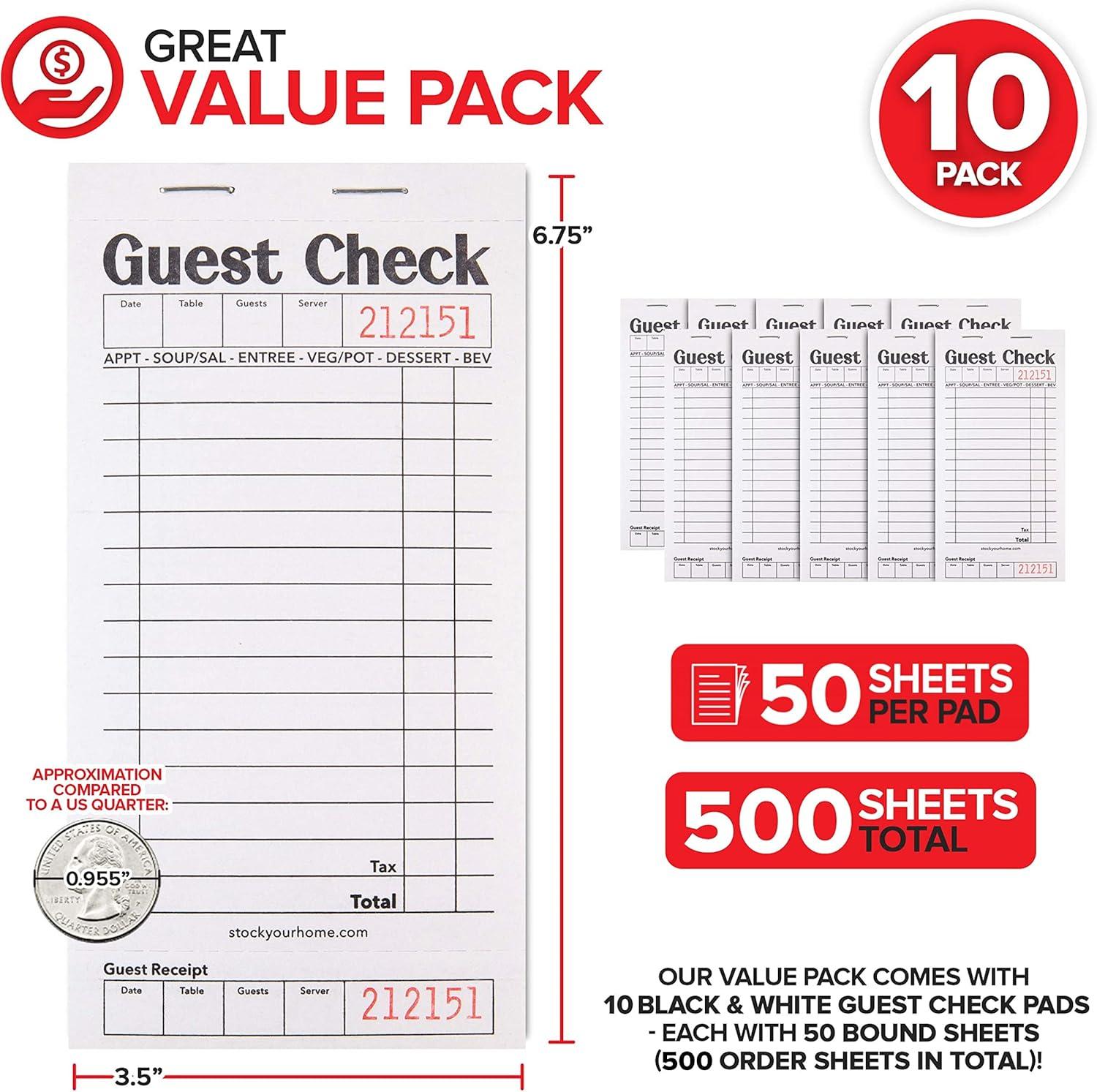 imageStock Your Home Pink Guest Check Books for Servers 20 Pack Server Note Pads Waiter Checkbook Food Receipt Book Restaurant Order Pad Paper Checks Waitress Accessories 1000 Total TicketsBlackWhite