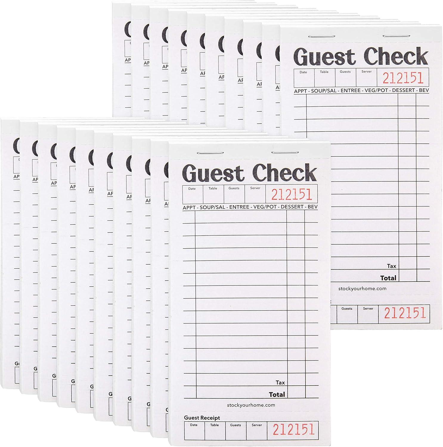 imageStock Your Home Pink Guest Check Books for Servers 20 Pack Server Note Pads Waiter Checkbook Food Receipt Book Restaurant Order Pad Paper Checks Waitress Accessories 1000 Total TicketsBlackWhite