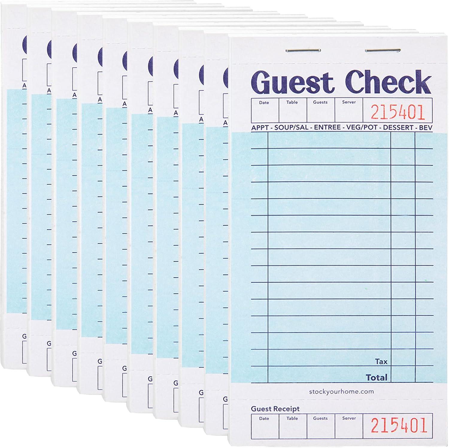 imageStock Your Home Pink Guest Check Books for Servers 20 Pack Server Note Pads Waiter Checkbook Food Receipt Book Restaurant Order Pad Paper Checks Waitress Accessories 1000 Total TicketsBlue