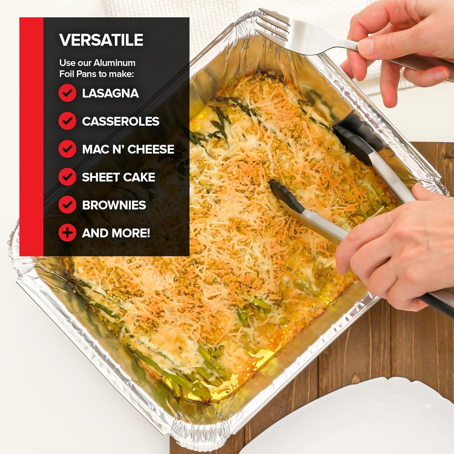 imageStock Your Home Set of 40 Aluminum Pans Disposable 20 9x13 10 8x8 10 1Lb Heavy Duty Foil Pans Baking Tins Cooking Trays Large and Small Catering Food Containers for Roasting Serving