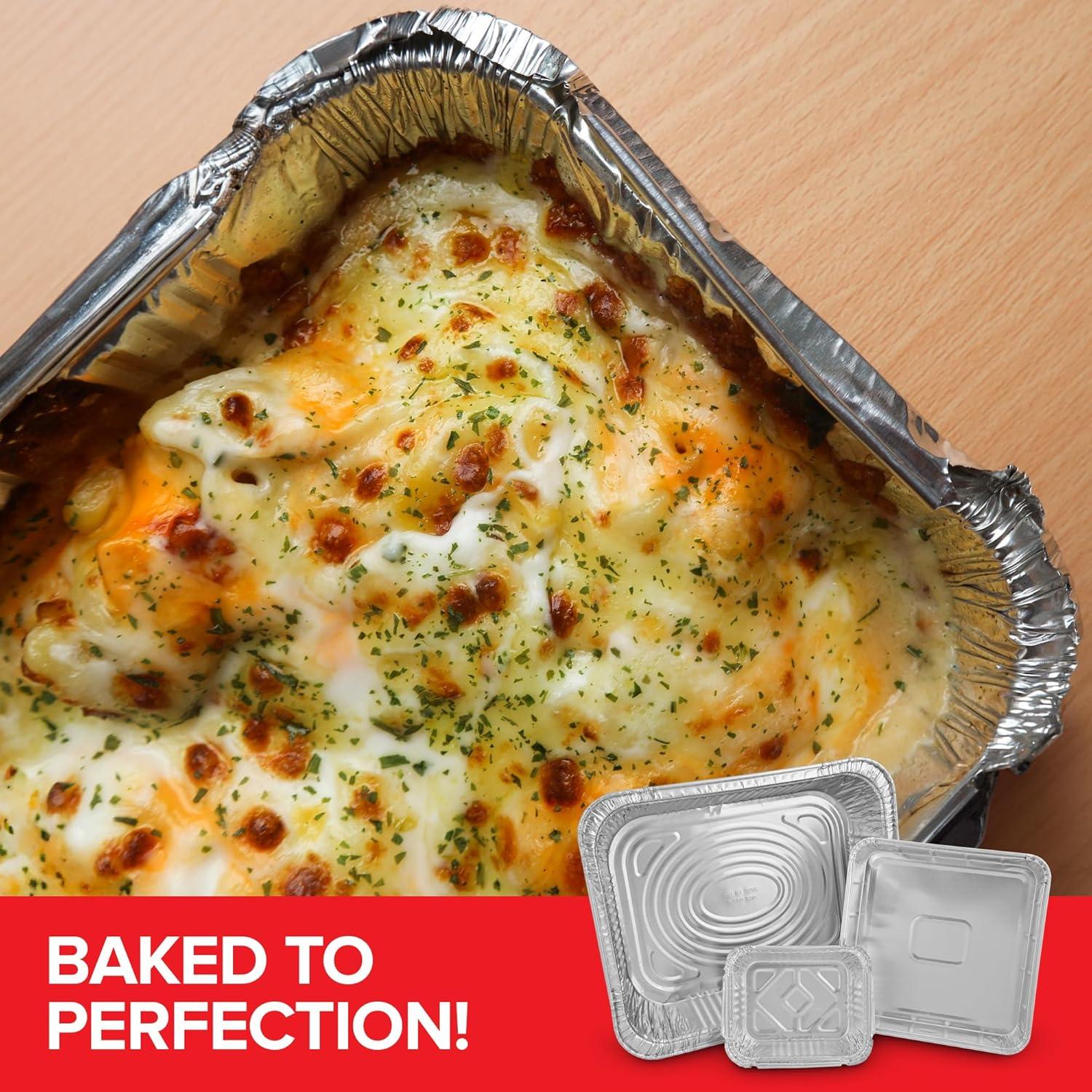 imageStock Your Home Set of 40 Aluminum Pans Disposable 20 9x13 10 8x8 10 1Lb Heavy Duty Foil Pans Baking Tins Cooking Trays Large and Small Catering Food Containers for Roasting Serving