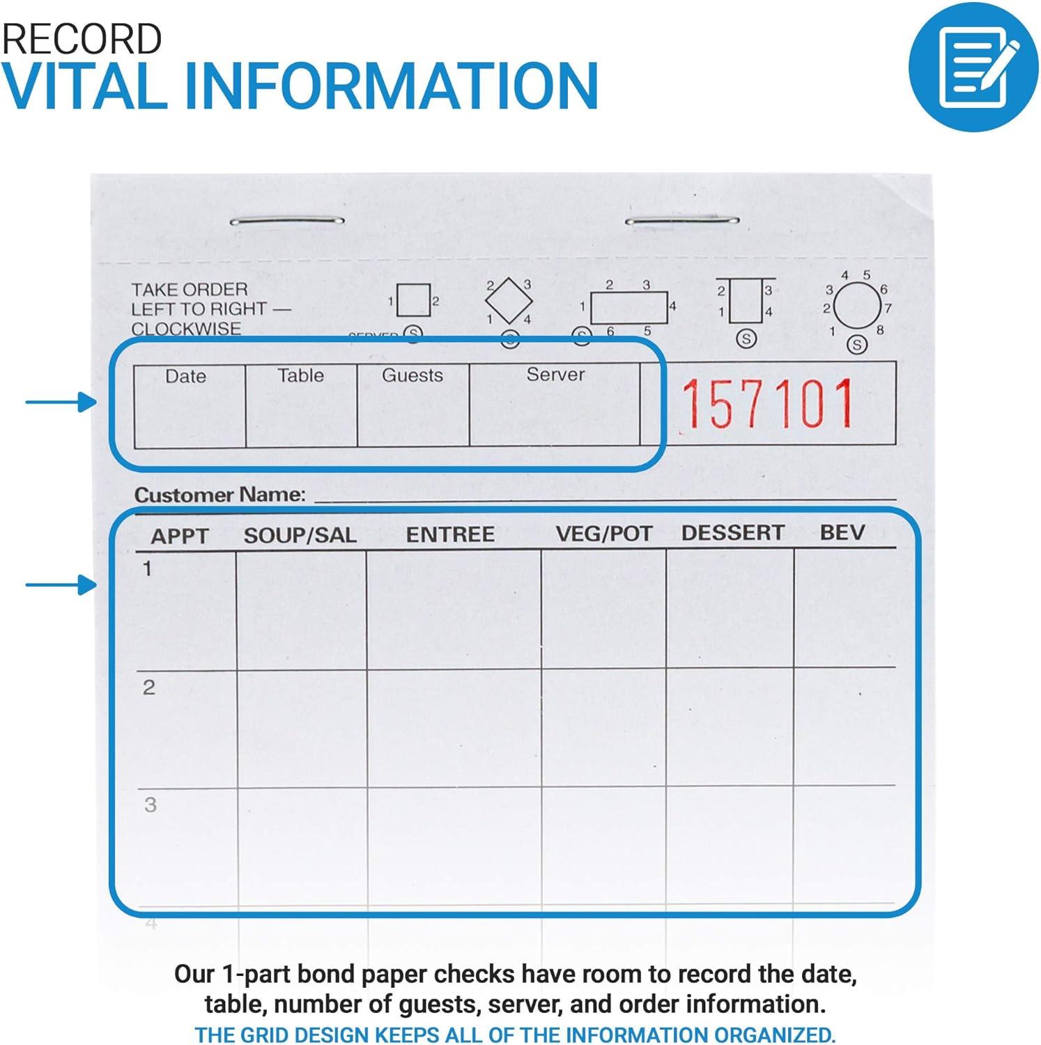 imageStock Your Home White Guest Check Pads 100 Count 1 Part Guest Check Pads Server Notepads and Waitress Order Pads Check Pads for Diners Restaurants Food Trucks Takeout and Delivery Services
