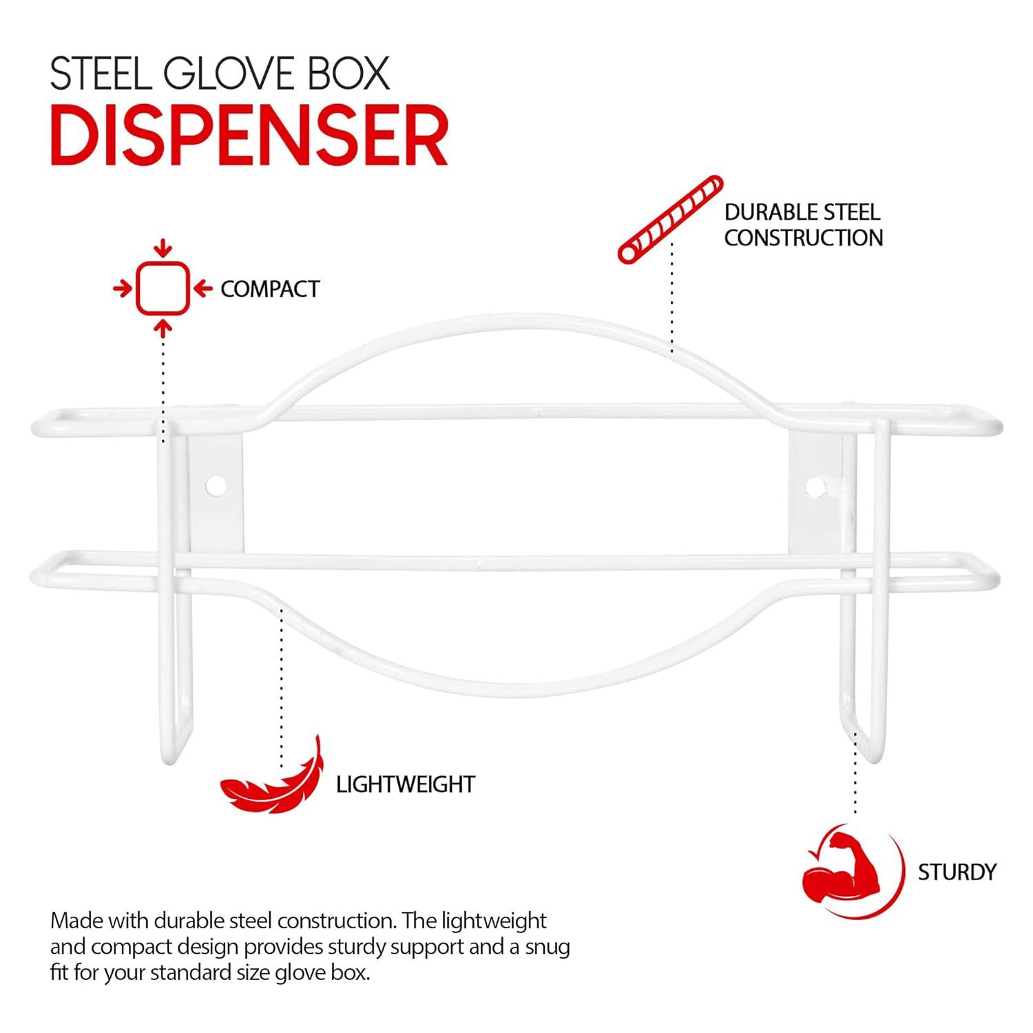 imageStock Your Home White Metal Single Gloves Dispenser Tissue Box Shelf Glove Box Holder Wall Mount for Kitchen Cleaning Closet Lab Exam Office1 Count