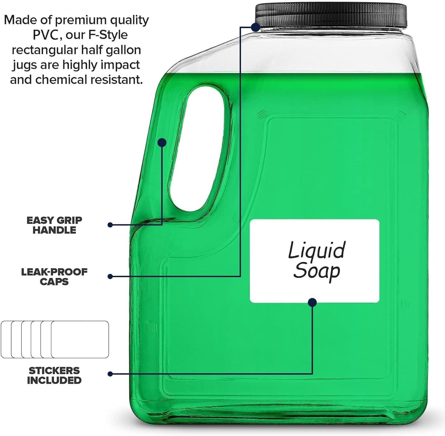imageStock Your Home Wide Mouth Gallon Jugs 2 Pack 128 Ounce Rectangular Oblong Gallon Container Clear Plastic Jugs with Handle for Home Commercial or Restaurant Use