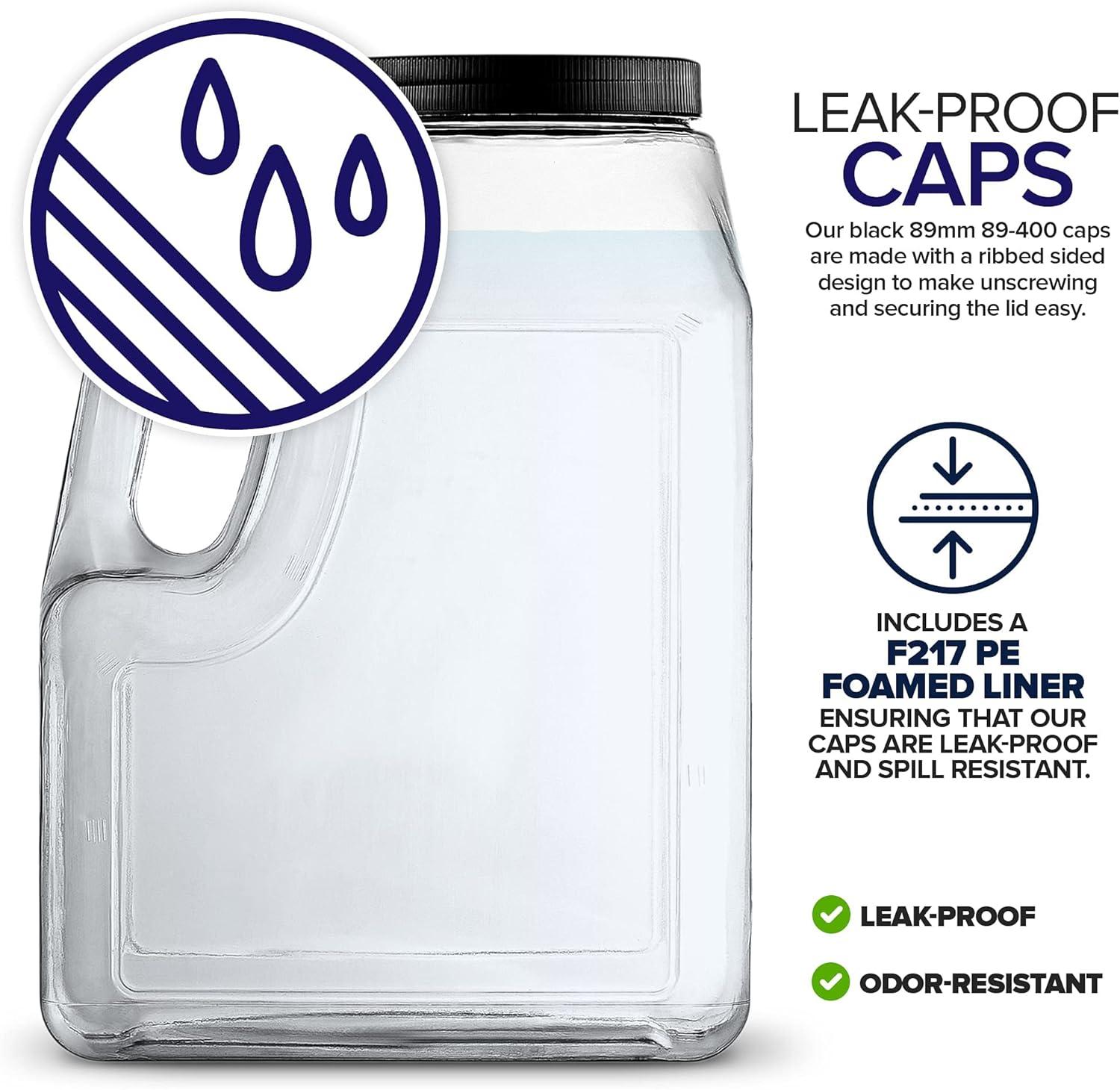 imageStock Your Home Wide Mouth Gallon Jugs 2 Pack 128 Ounce Rectangular Oblong Gallon Container Clear Plastic Jugs with Handle for Home Commercial or Restaurant Use