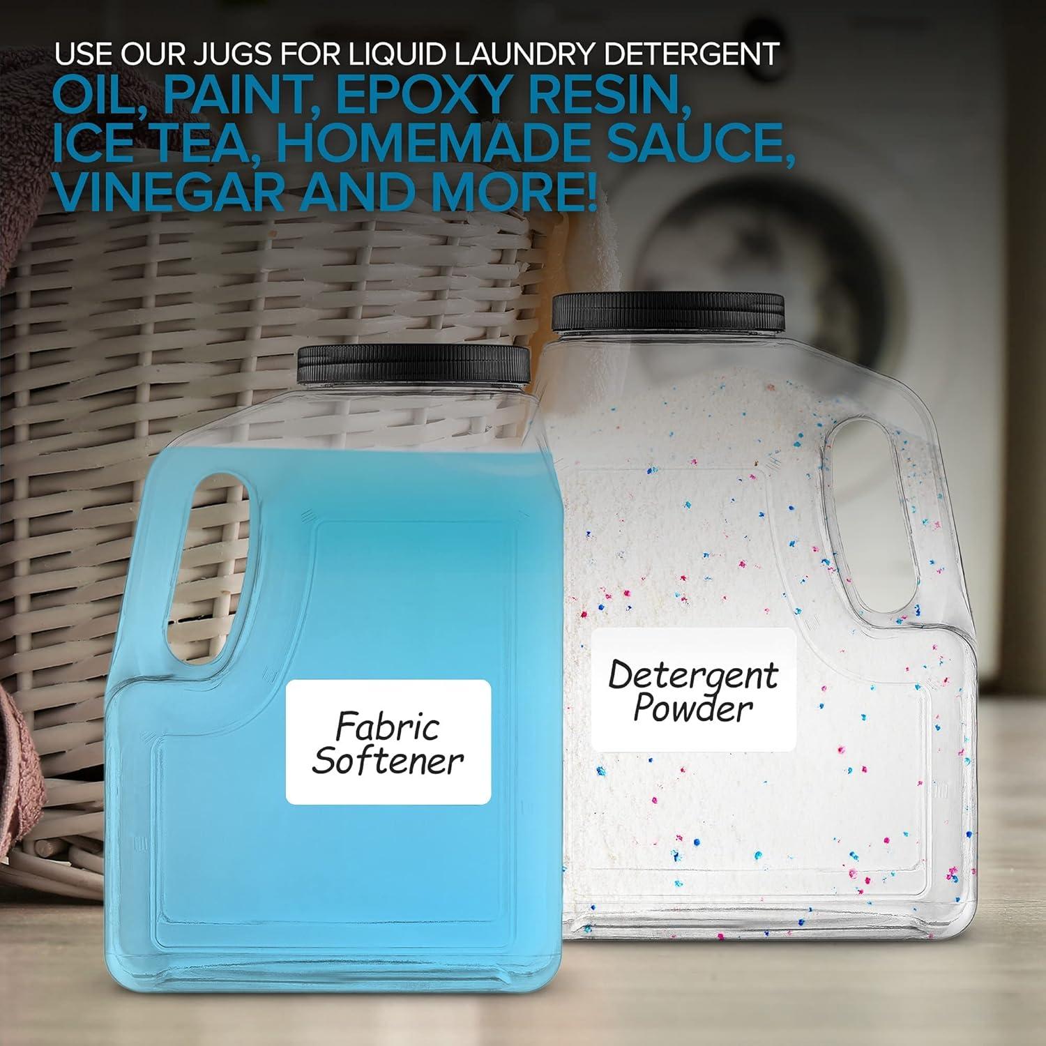 imageStock Your Home Wide Mouth Gallon Jugs 2 Pack 128 Ounce Rectangular Oblong Gallon Container Clear Plastic Jugs with Handle for Home Commercial or Restaurant Use
