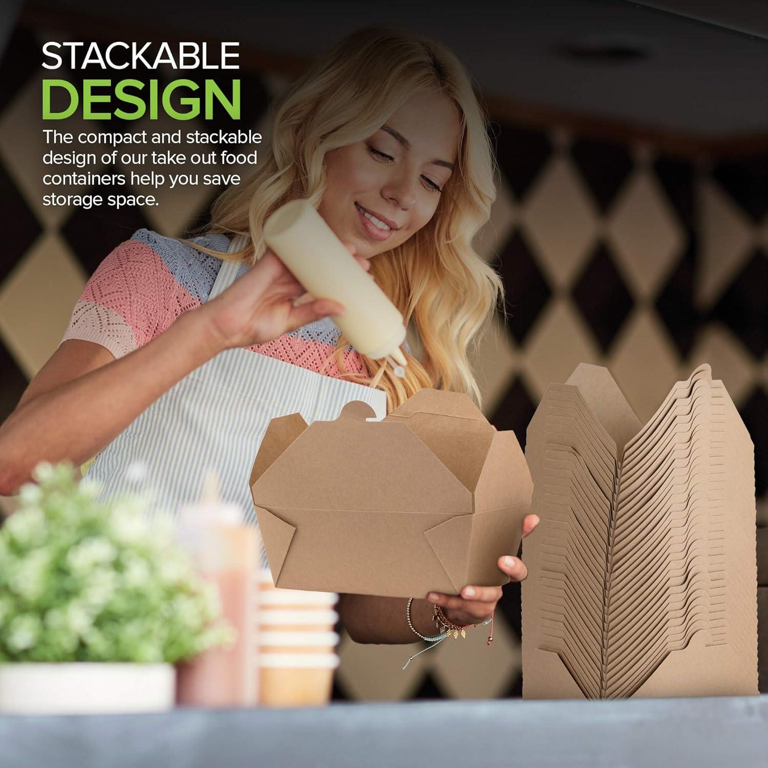 imageTake Out Food Containers Microwaveable Kraft Brown Take Out Boxes 45 oz 50 Pack Leak and Grease Resistant Food Containers Recyclable Lunch Box To Go Containers for Restaurant Catering and PartyThirty Pack 112 Oz
