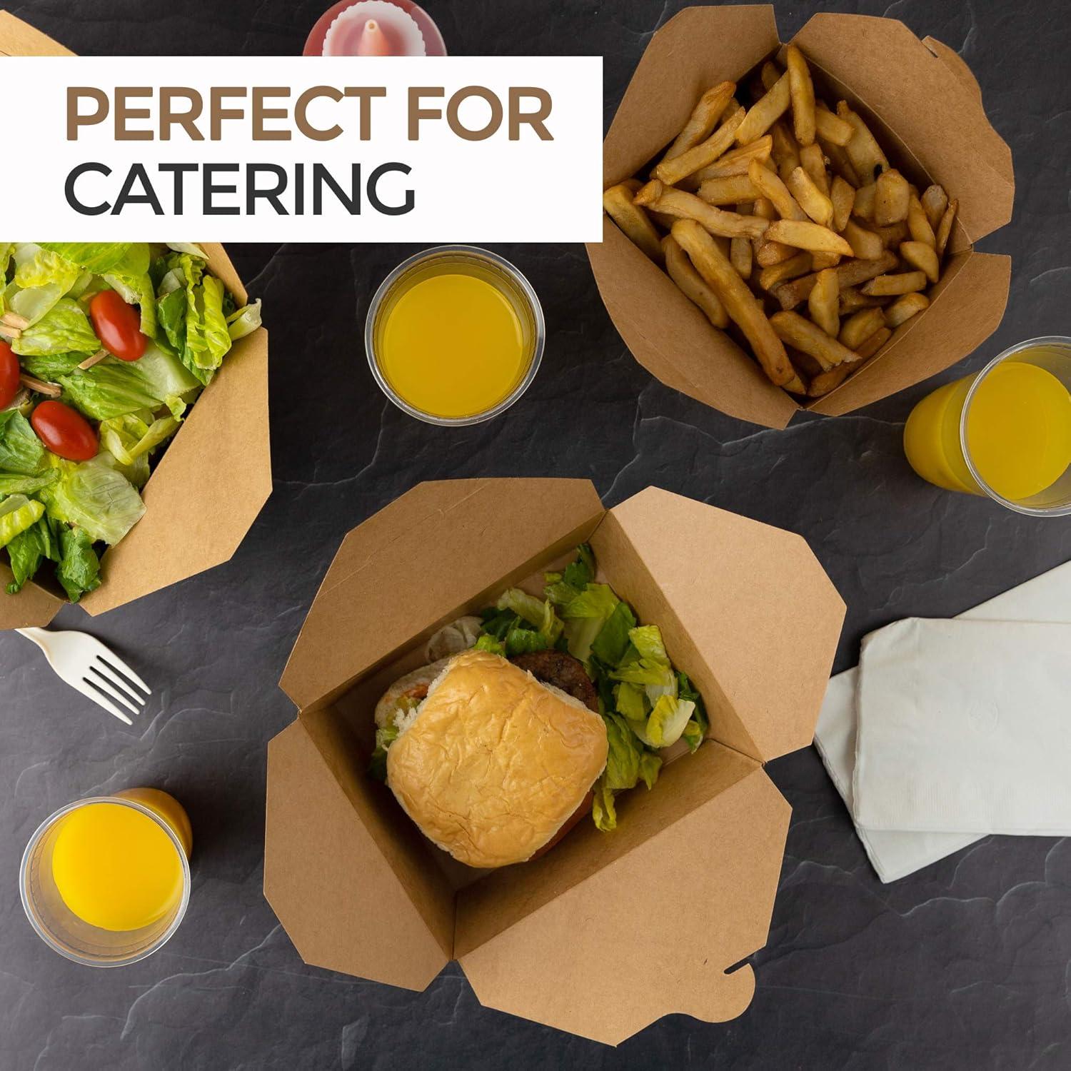 imageTake Out Food Containers Microwaveable Kraft Brown Take Out Boxes 45 oz 50 Pack Leak and Grease Resistant Food Containers Recyclable Lunch Box To Go Containers for Restaurant Catering and PartyFifty Pack 45 Oz