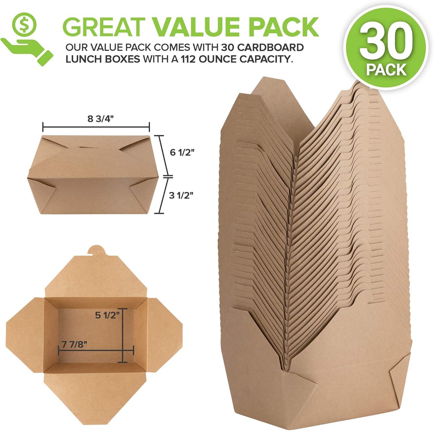 imageTake Out Food Containers Microwaveable Kraft Brown Take Out Boxes 45 oz 50 Pack Leak and Grease Resistant Food Containers Recyclable Lunch Box To Go Containers for Restaurant Catering and PartyThirty Pack 112 Oz