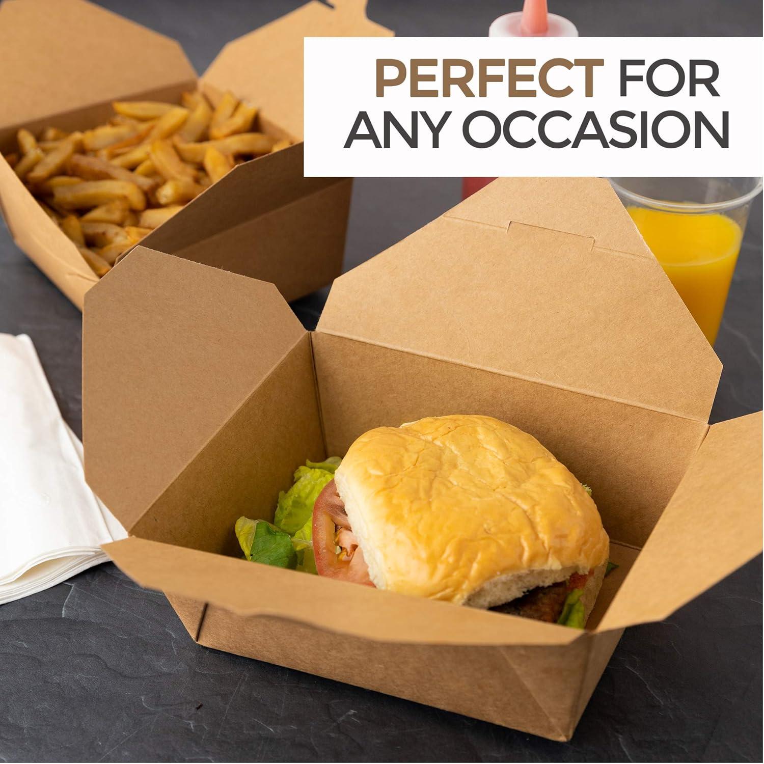 imageTake Out Food Containers Microwaveable Kraft Brown Take Out Boxes 45 oz 50 Pack Leak and Grease Resistant Food Containers Recyclable Lunch Box To Go Containers for Restaurant Catering and PartyFifty Pack 45 Oz