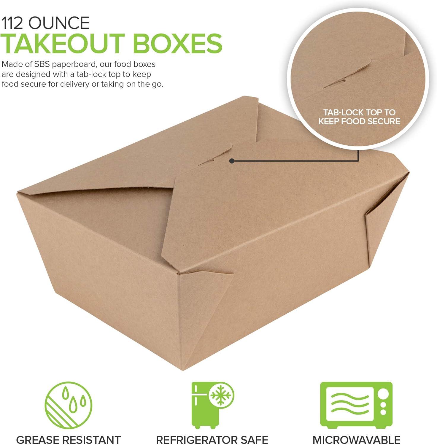 imageTake Out Food Containers Microwaveable Kraft Brown Take Out Boxes 45 oz 50 Pack Leak and Grease Resistant Food Containers Recyclable Lunch Box To Go Containers for Restaurant Catering and PartyThirty Pack 112 Oz