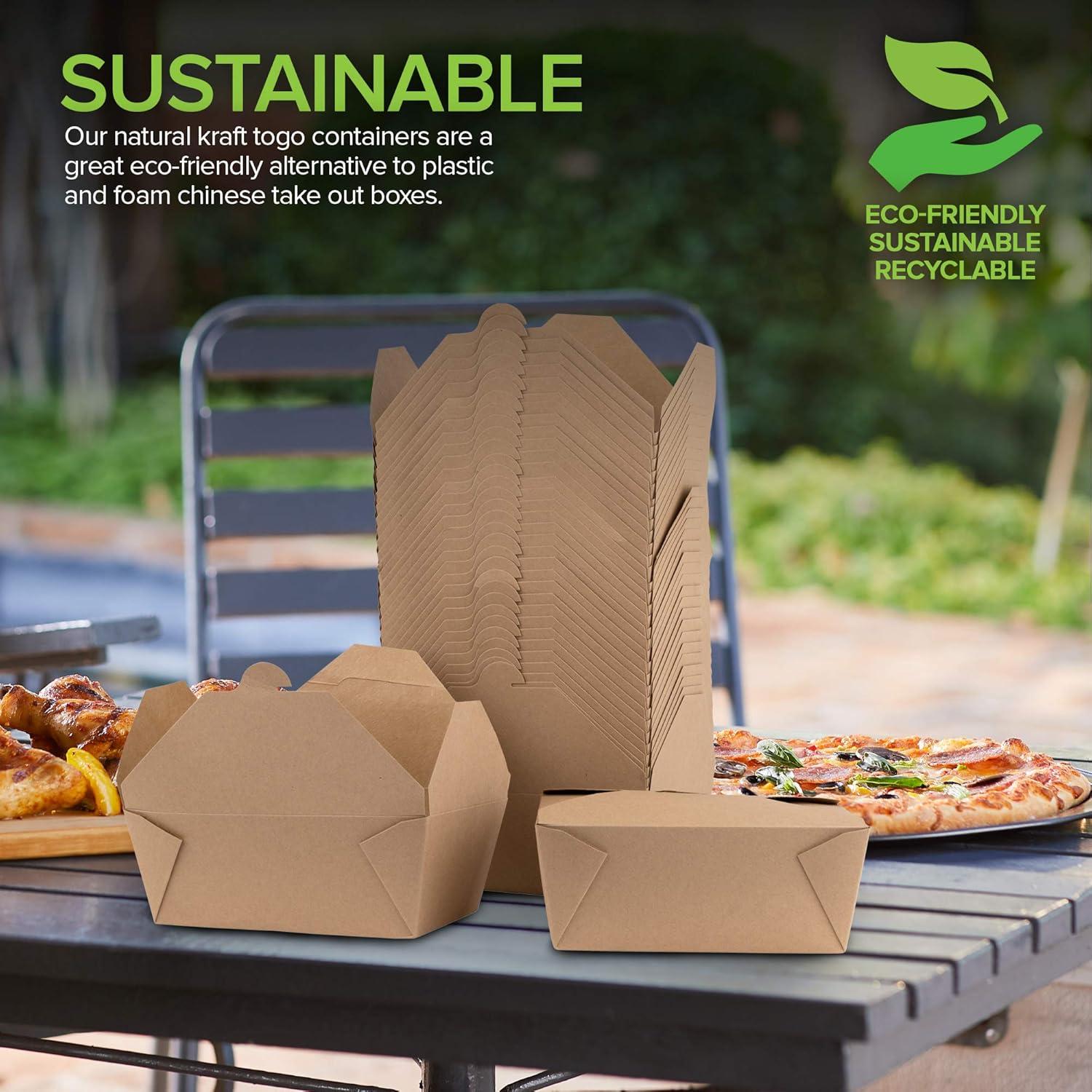 imageTake Out Food Containers Microwaveable Kraft Brown Take Out Boxes 45 oz 50 Pack Leak and Grease Resistant Food Containers Recyclable Lunch Box To Go Containers for Restaurant Catering and PartyThirty Pack 112 Oz