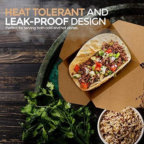 imageTake Out Food Containers Microwaveable Kraft Brown Take Out Boxes 45 oz 50 Pack Leak and Grease Resistant Food Containers Recyclable Lunch Box To Go Containers for Restaurant Catering and PartyFifty Pack 30 Oz