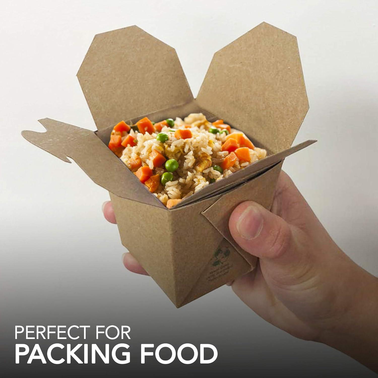 imageTakeout Food Containers 8 Oz Microwaveable Kraft Brown Paper Mini Chinese Take Out Box 50 Pack Leak and Grease Resistant Stackable To Go Boxes Recyclable Food Containers Party Favor Boxes8 oz