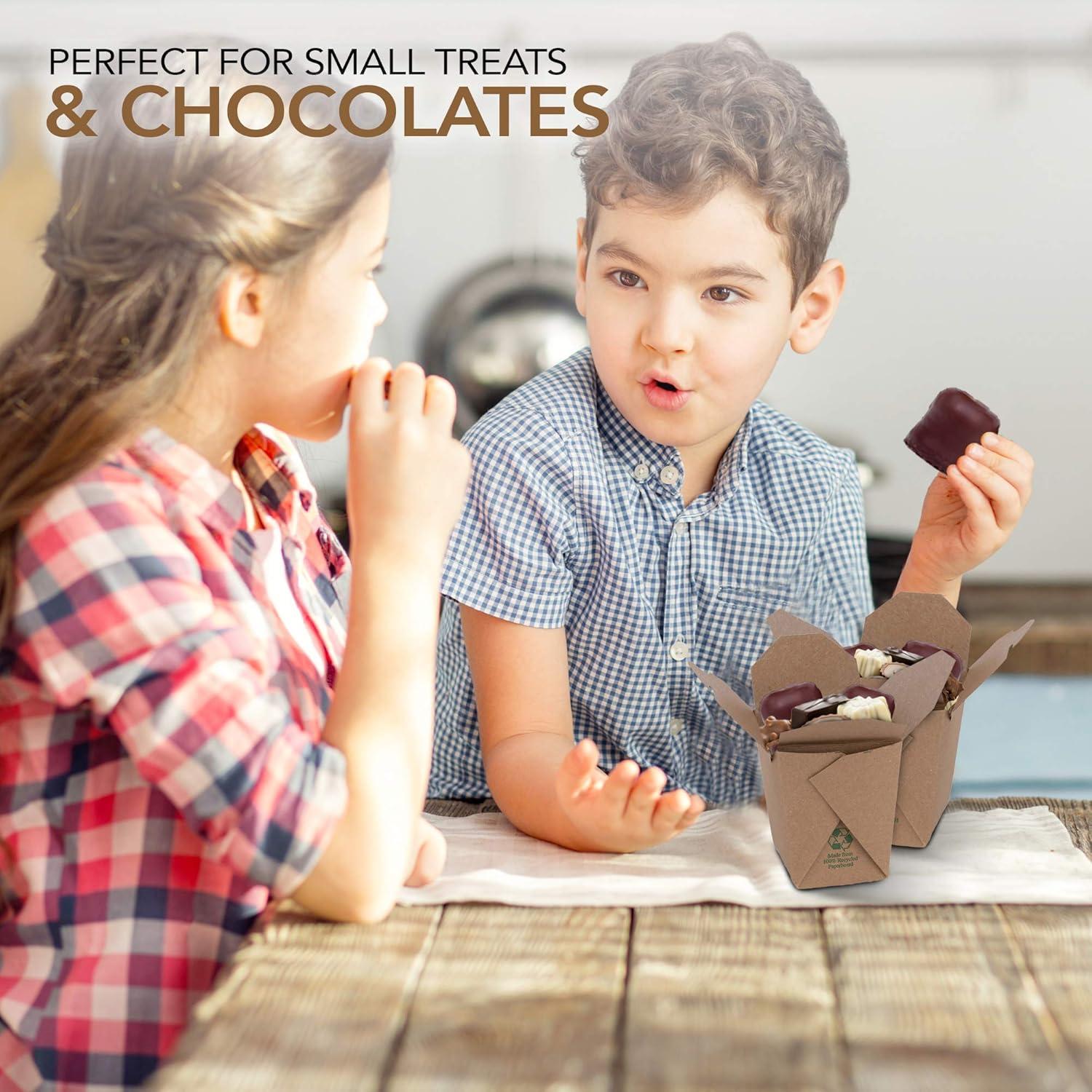 imageTakeout Food Containers 8 Oz Microwaveable Kraft Brown Paper Mini Chinese Take Out Box 50 Pack Leak and Grease Resistant Stackable To Go Boxes Recyclable Food Containers Party Favor Boxes8 oz