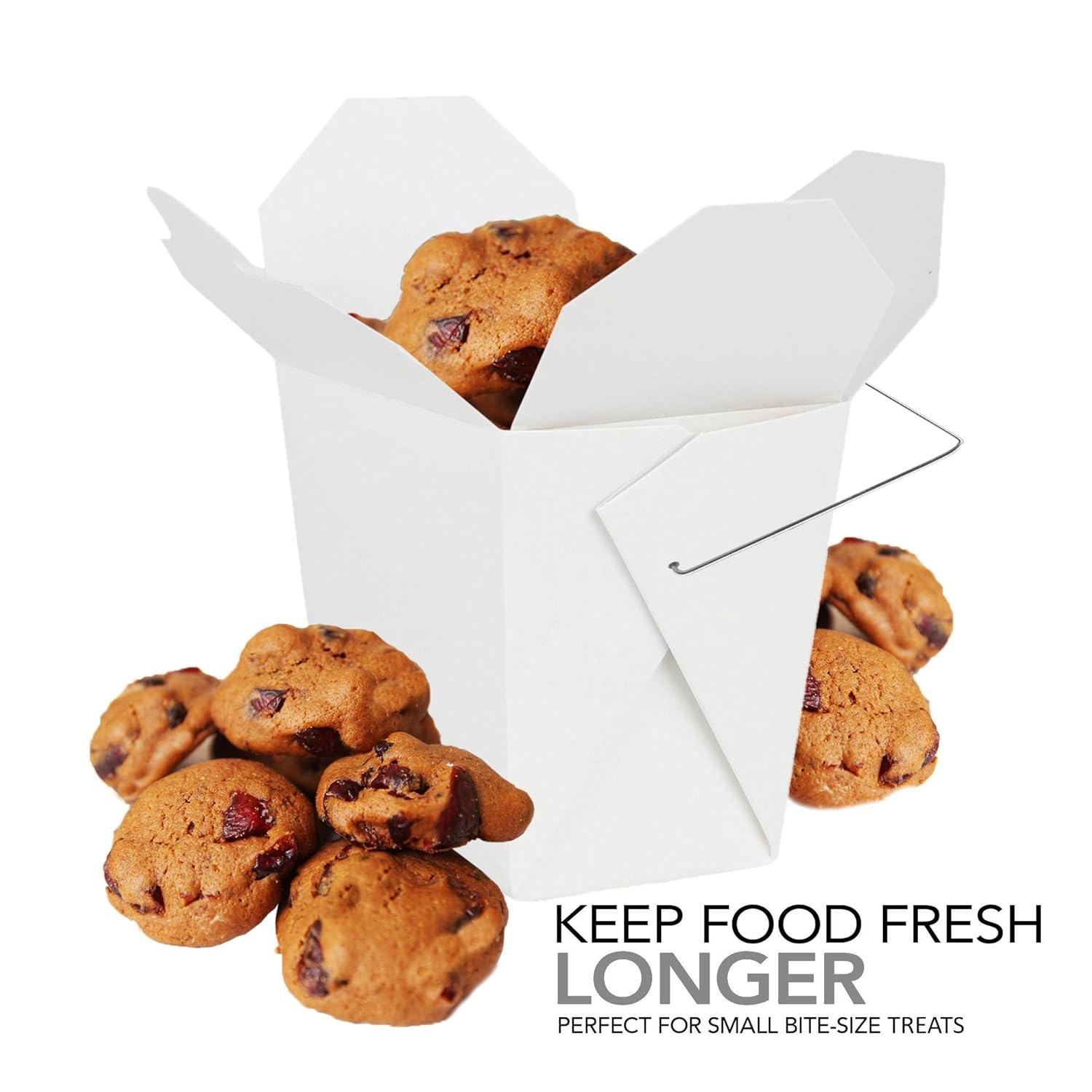 imageTakeout Food Containers with Handle 8 Oz White Microwaveable Mini Chinese Take Out Box 50 Pack Leak and Grease Resistant Stackable To Go Boxes Recyclable Food Containers Party Favor Boxes8 Oz
