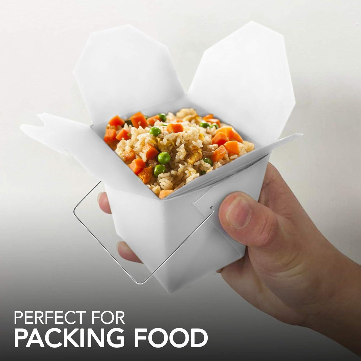 imageTakeout Food Containers with Handle 8 Oz White Microwaveable Mini Chinese Take Out Box 50 Pack Leak and Grease Resistant Stackable To Go Boxes Recyclable Food Containers Party Favor Boxes8 Oz