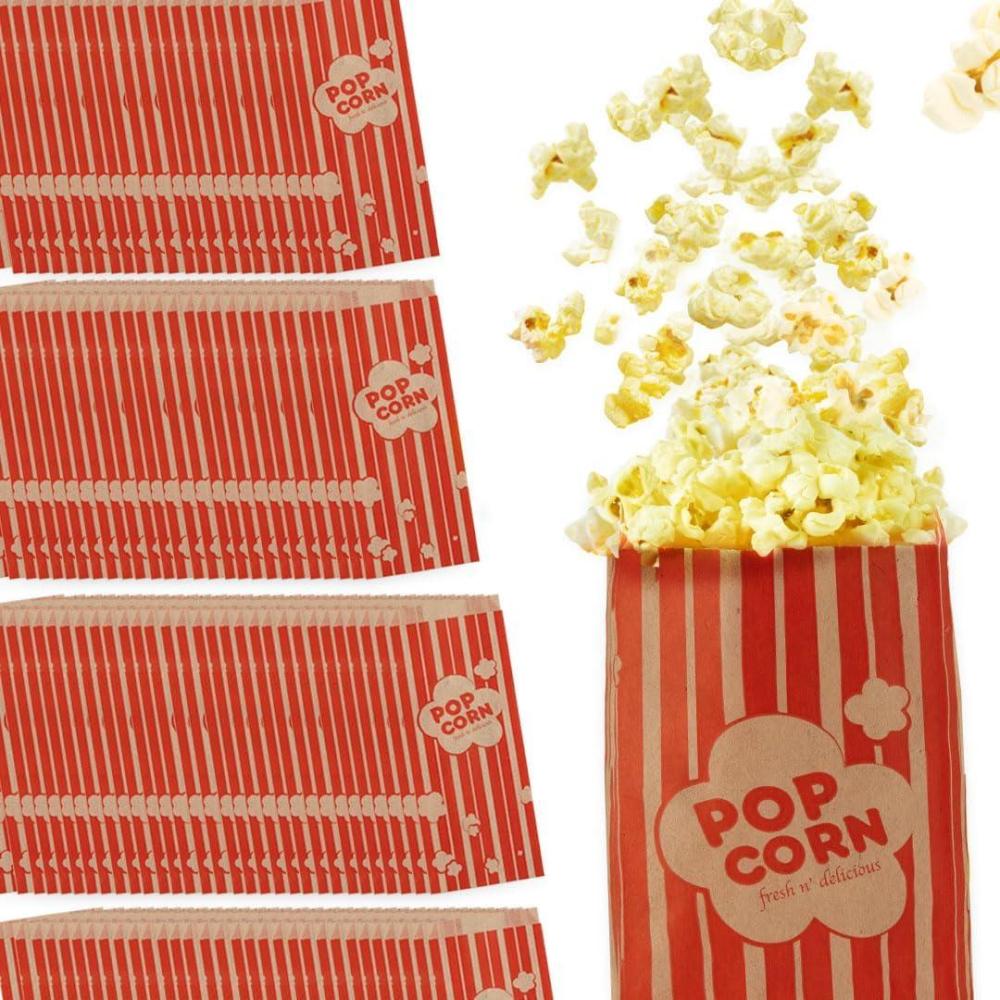 image1 oz Paper Popcorn Bags Bulk 500 Pack Small Kraft amp Red PopCorn Bag Disposable for Carnival Themed Party Movie Night Halloween Popcorn Machine Accessories amp Supplies Individual Servings