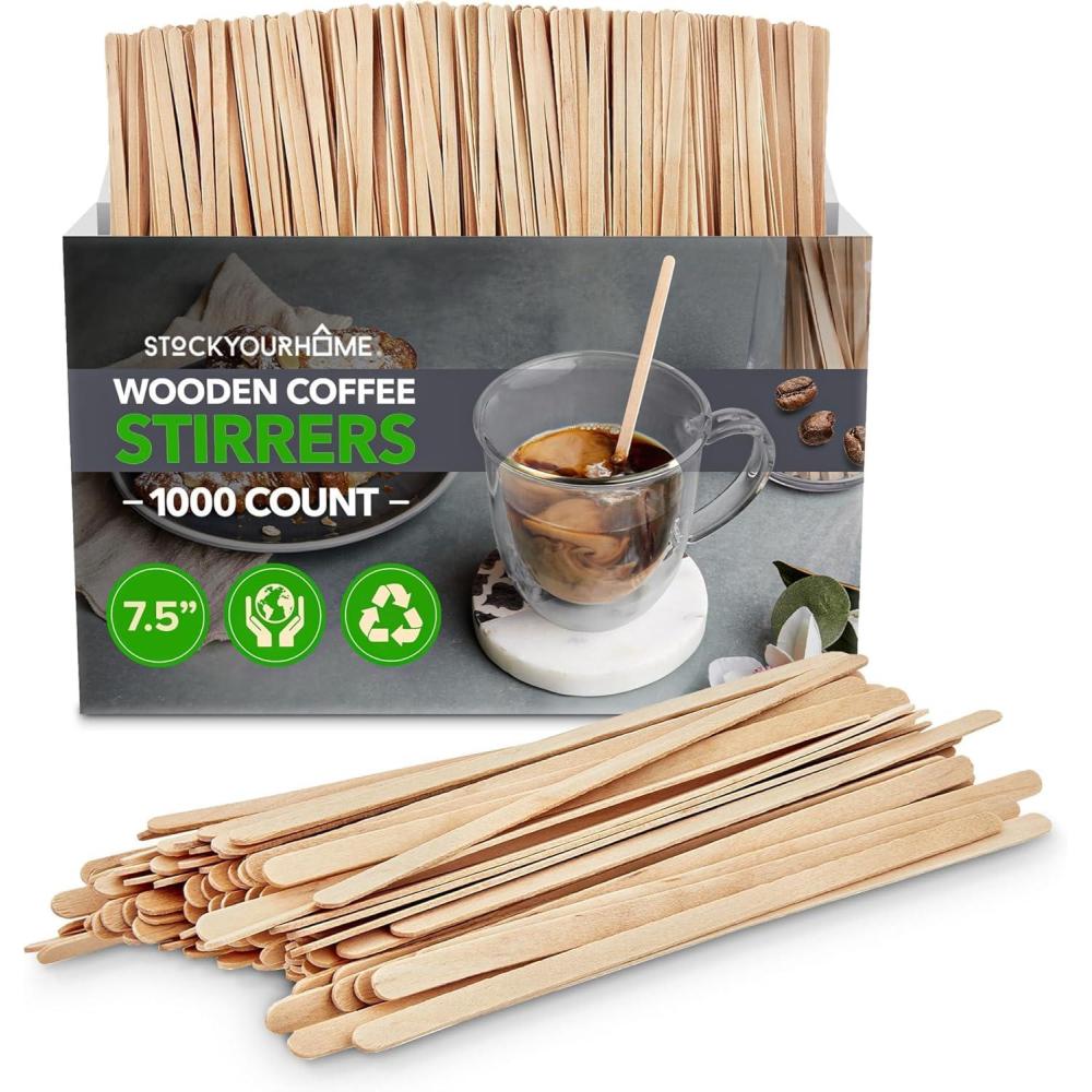 image1000 Count Wooden Coffee Stir Sticks Bulk Wood Stirrers for Coffee and Tea Disposable Drink Stirrers for Hot Drinks 55 Inch Wooden Coffee Stirrers for Home No Plastic Stir Sticks Stock Your Home75 Inch