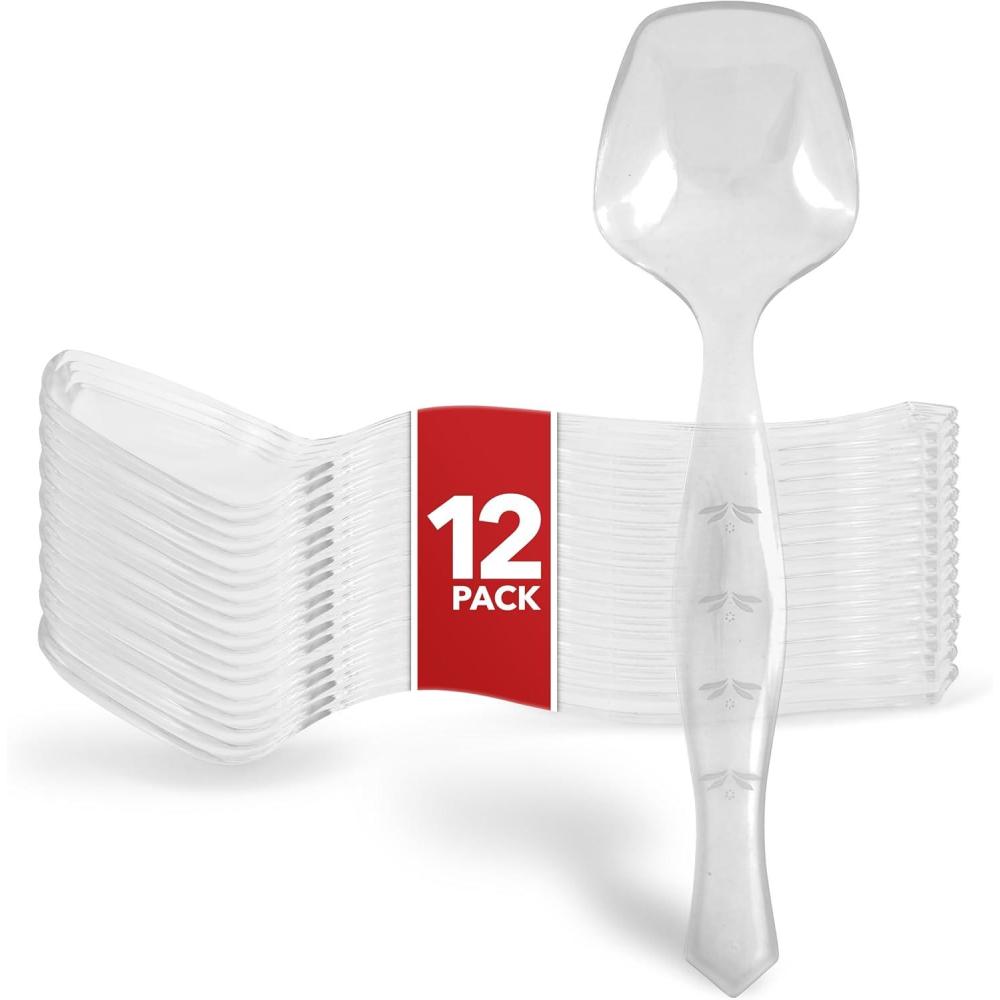 image12 Count Clear Plastic Utensils for Catering Weddings Holidays Buffet and Party Use Stock Your Home12