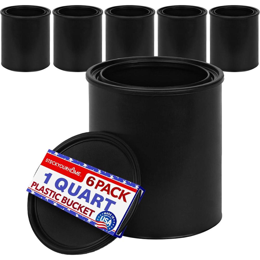 image1Quart Plastic Paint Bucket 6 Pack Triple Lock Airtight Seal Minimizes Skimming Rust Proof Odor amp Chemical Resistant 32 Fl Oz AllPlastic Paint Can with Snap On Lid Stock Your Home