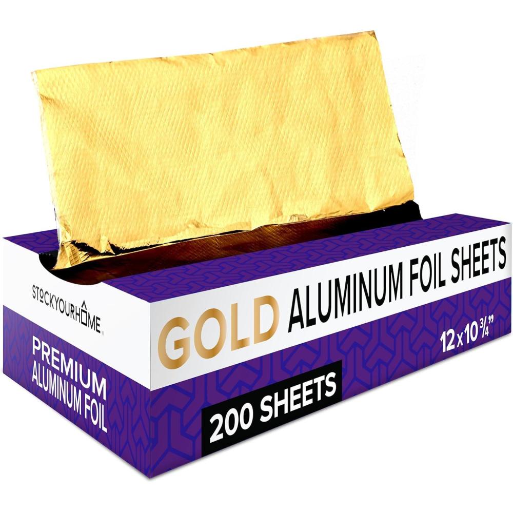 image200 Count PreCut Pop Up Wraps 9 Gold Disposable Wrappers for Food or Hair Highlights Stock Your Home12 Inch