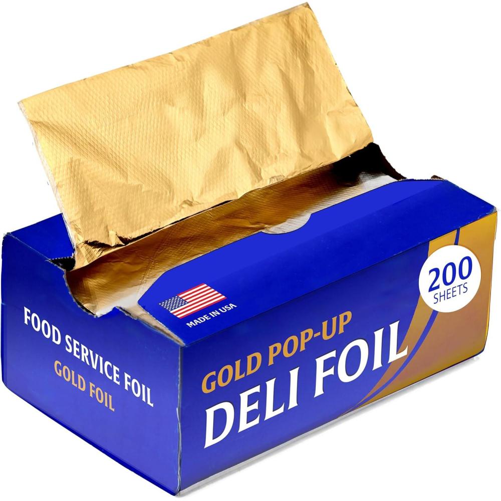 image200 Count PreCut Pop Up Wraps 9 Gold Disposable Wrappers for Food or Hair Highlights Stock Your Home9 Inch