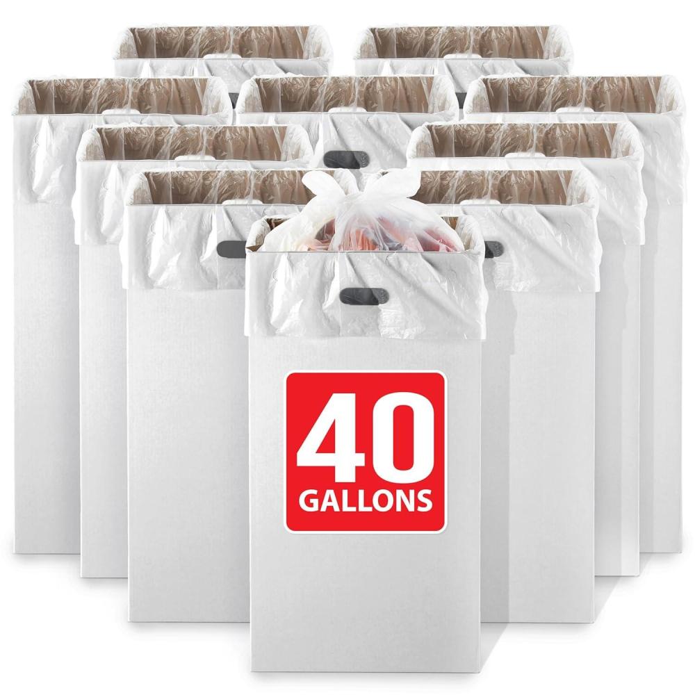 image40 Gallon Disposable Cardboard Trash Cans for Events 10 Count Disposable Trash Cans for Parties and Weddings 40 Gallon Trash Can for Garbage and Recycling Pop Up Style with 20 Liners Included