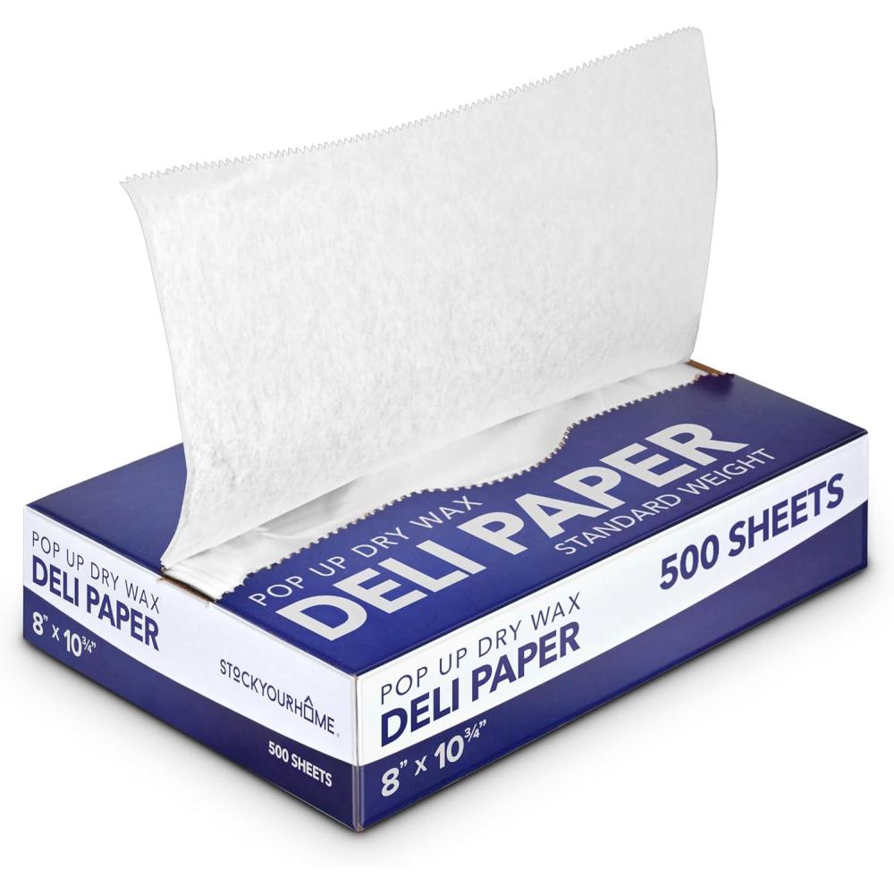 image500 Count PreCut Deli Wax Wraps 8 Heavy Duty Pop Up Dry Wax for Restaurant Disposable Wrap for Burrito Hot Dog or Sandwich Stock Your Home8