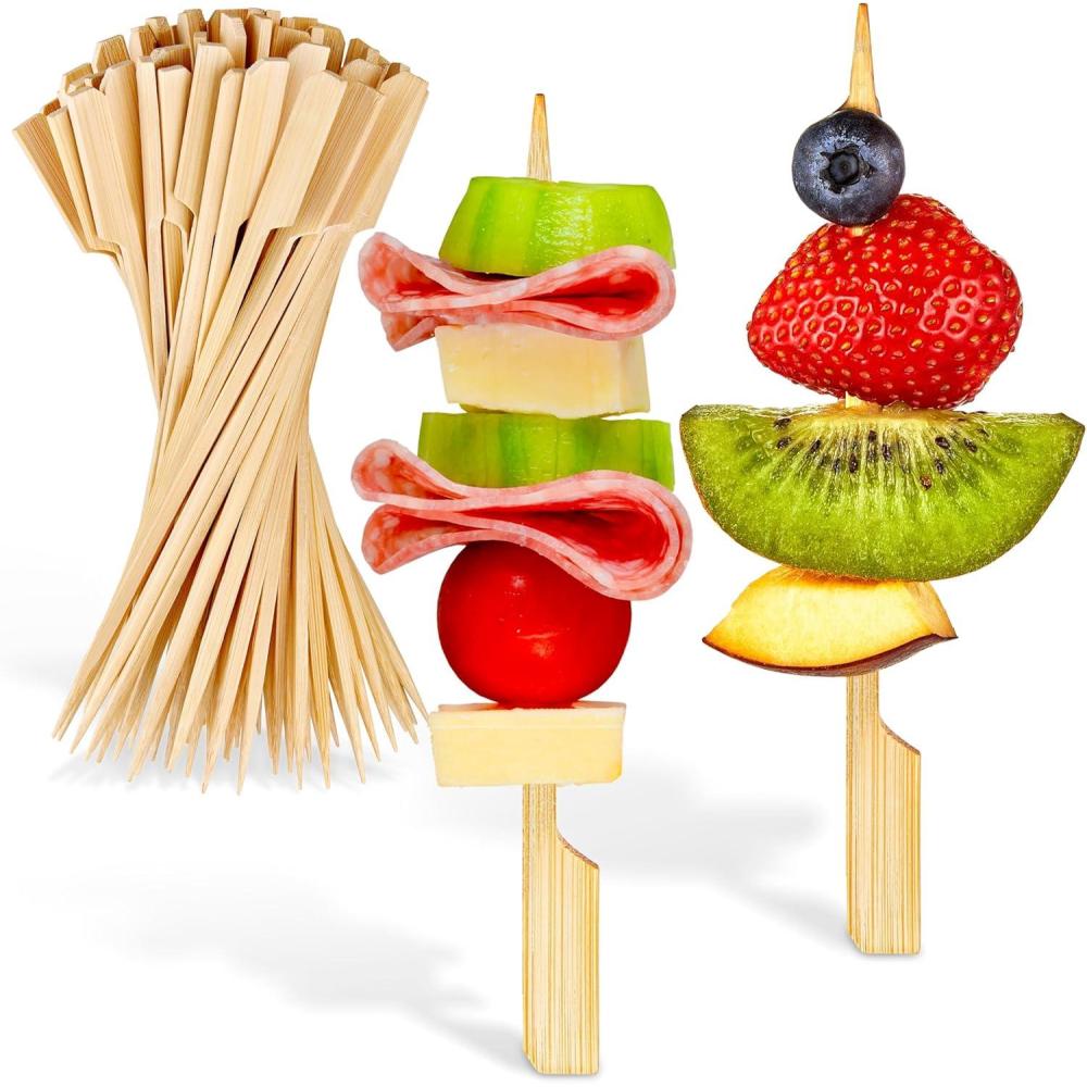 image7 Bamboo Skewers for Appetizers 200 Pack Wooden Sticks for Fruit Kabobs Fancy Party Picks Cocktail amp Martini Olives HeavyDuty Bamboo for Kabobs47 Inch