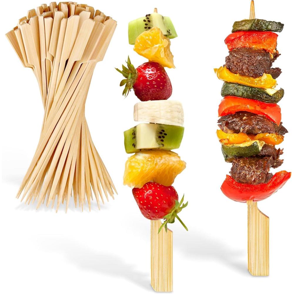 image7 Bamboo Skewers for Appetizers 200 Pack Wooden Sticks for Fruit Kabobs Fancy Party Picks Cocktail amp Martini Olives HeavyDuty Bamboo for Kabobs7 Inch