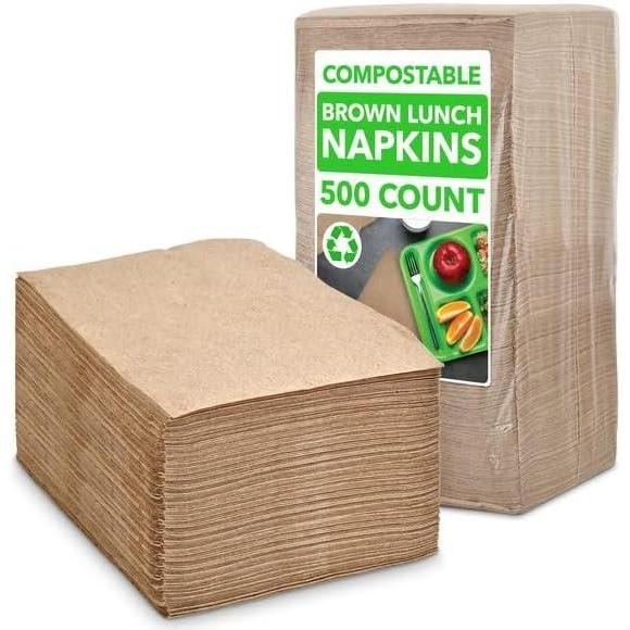 imageBrown Disposable Paper Napkins 500 Count Eco Friendly Tan Napkins Bulk for Restaurants Dinner Parties and Crafts500