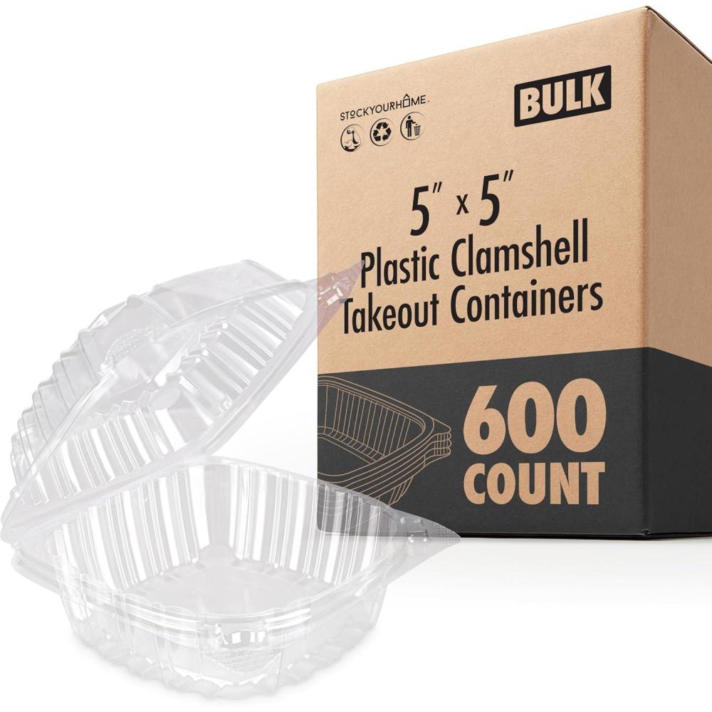 Disposable Plastic To Go Containers with Clear Lids (50 Pack) Fancy ...