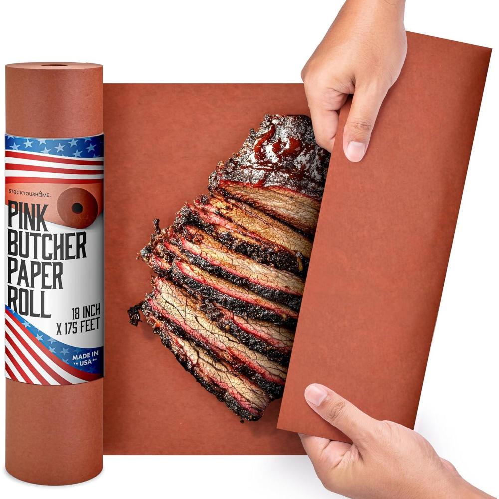 imagePink Butcher Paper Roll 18x175 2100 Inch Peach Butcher Paper for Smoker Food Grade Brisket Ribs BBQ Smoking Meat USA Made Unbleached Unwaxed and Uncoated Stock Your Home