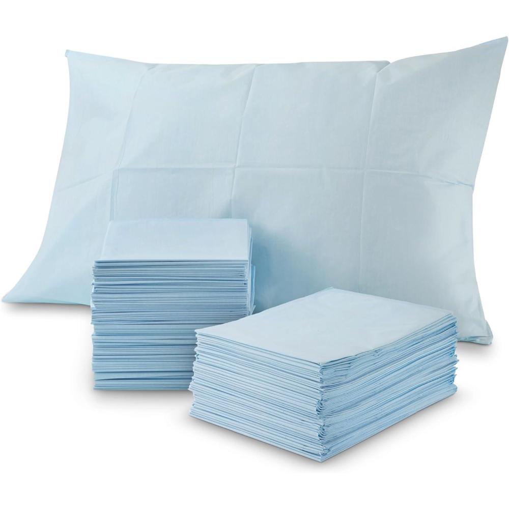 imageStock Your Home 100 Count Disposable Pillow Case Covers TissuePoly 21 x 30 Standard Size SingleUse Pillowcases with Moisture Barrier in WhiteBlue