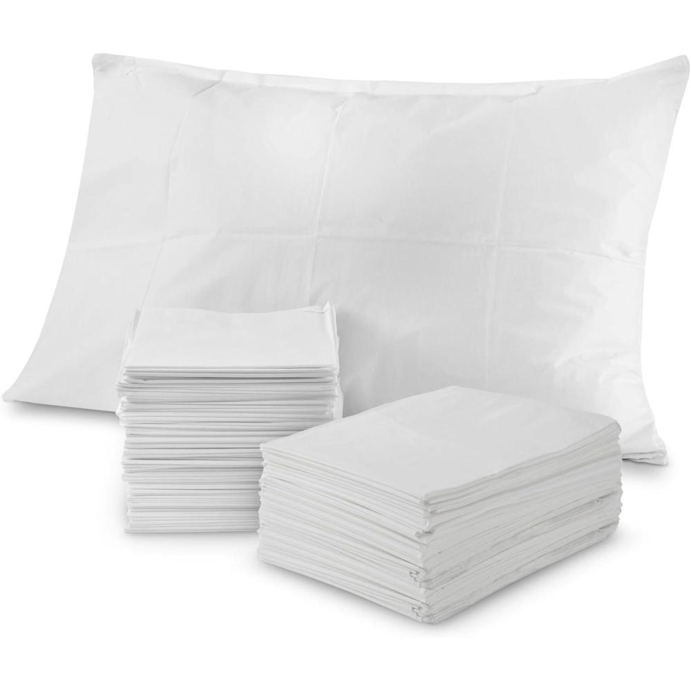 imageStock Your Home 100 Count Disposable Pillow Case Covers TissuePoly 21 x 30 Standard Size SingleUse Pillowcases with Moisture Barrier in WhiteWhite