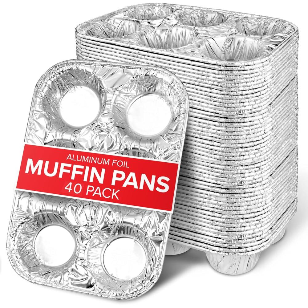 imageStock Your Home 20Count Disposable Muffin Tins 6Cup Standard Size Foil Muffin Pans Aluminum Cupcake Tin for Baking ToGo Trays for Bake Sales Parties Holidays40
