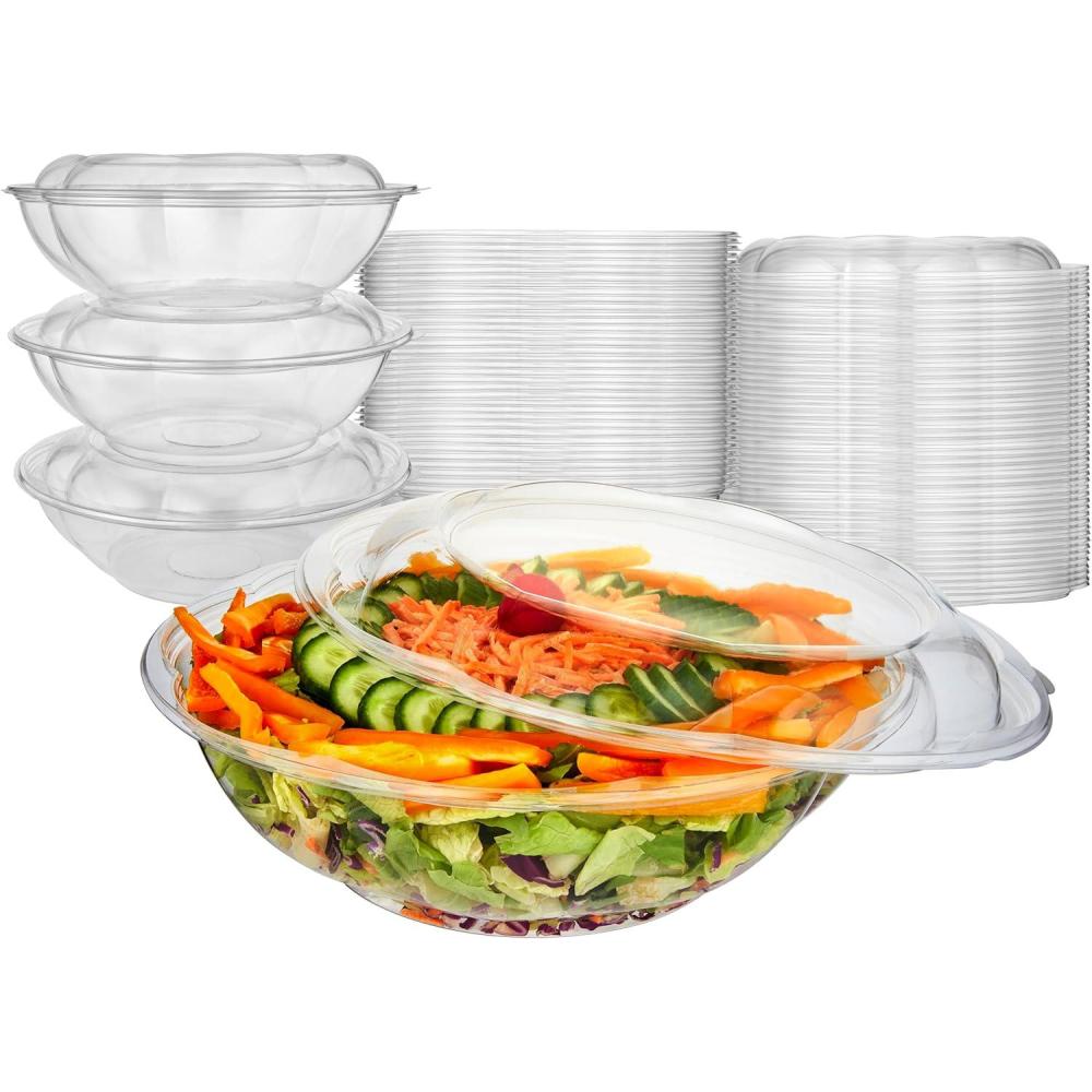 imageStock Your Home 24oz Clear Plastic Salad Bowls with Lids Disposable 50 Pack Small Takeout Container with Snap on Lid for Fruit Salads Quinoa Lunch and Meal Prep Acai Bowl ToGo Party Containers64 oz 10 Count