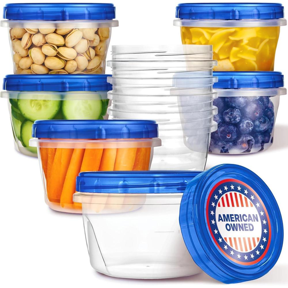 imageStock Your Home 32oz Plastic Containers with Twist Top Lids 6 Pack Quart Freezer Containers with Lids for Leftover Food Airtight Reusable Soup Containers Microwave and Dishwasher Safe16 oz