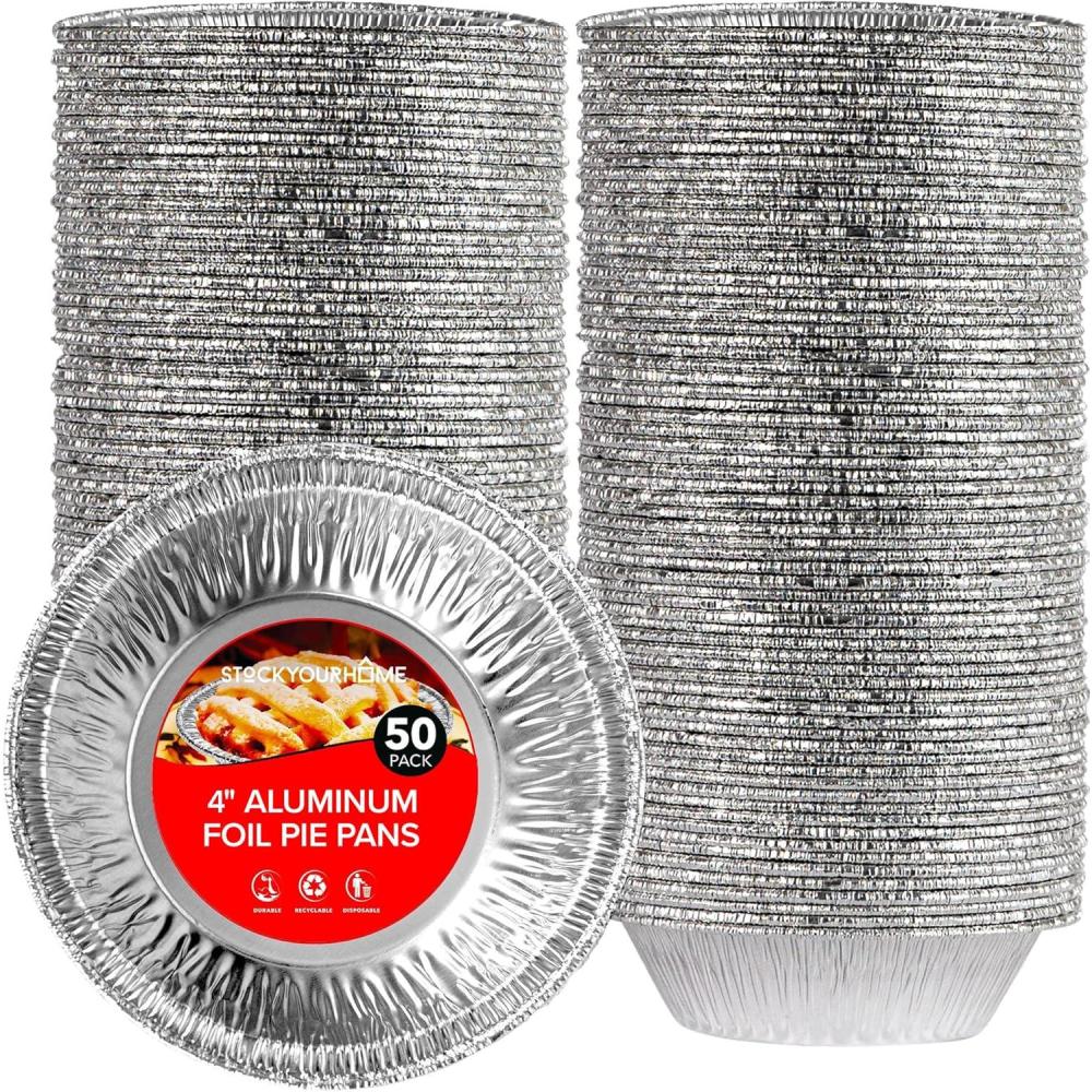 imageStock Your Home 4 Inch Mini Aluminum Foil Pans 50 Count Disposable Small Tins for Baking Tiny Treats Fruit Tarts Quiche and Mince Pies50 Pack 4 Inch