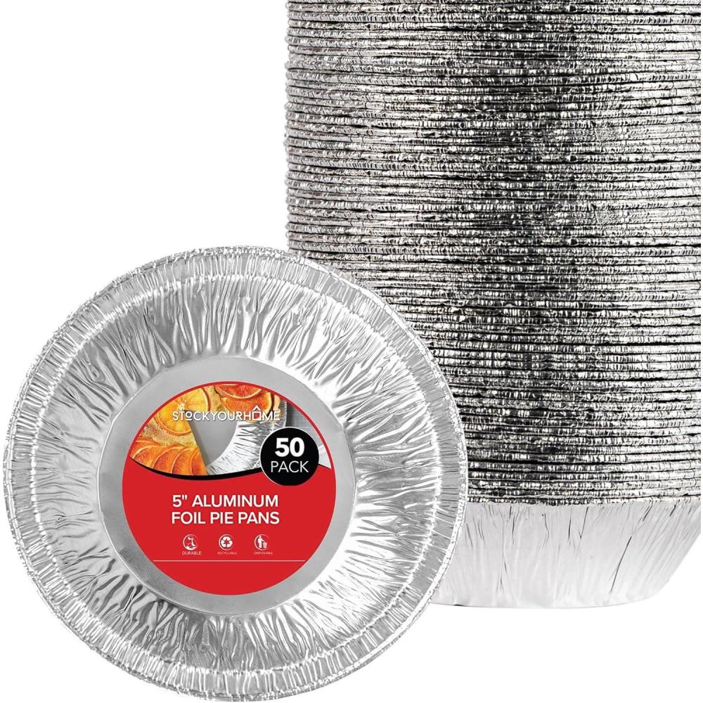 imageStock Your Home 4 Inch Mini Aluminum Foil Pans 50 Count Disposable Small Tins for Baking Tiny Treats Fruit Tarts Quiche and Mince Pies50 Pack 5 Inch