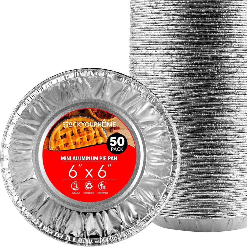 imageStock Your Home 4 Inch Mini Aluminum Foil Pans 50 Count Disposable Small Tins for Baking Tiny Treats Fruit Tarts Quiche and Mince Pies50 Pack 6 Inch