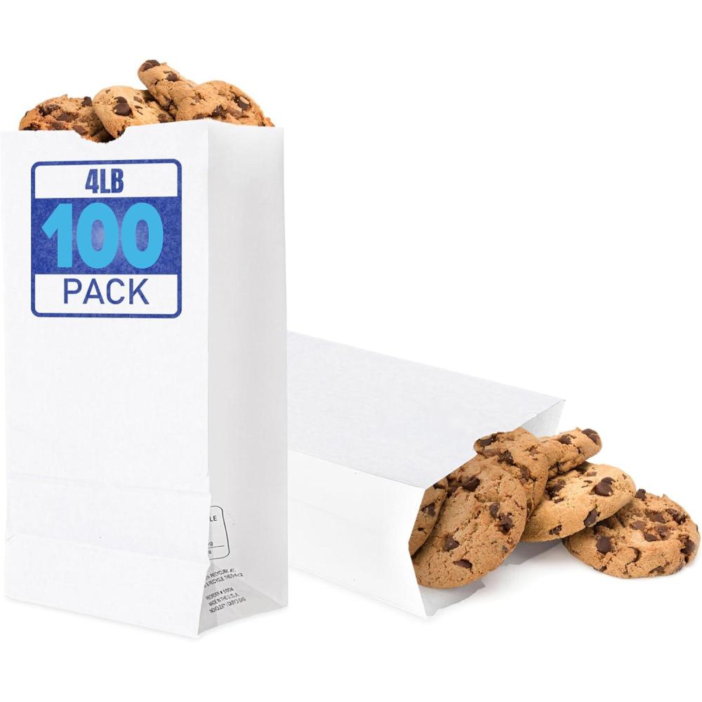 imageStock Your Home 4 Lb Kraft Brown Paper Lunch Bags 500 Count Bulk Disposable Lunch Sacks Small Size Blank Bag for Kids Good for a Snack Sandwich Grocery Food and Arts amp Crafts ProjectsWhite