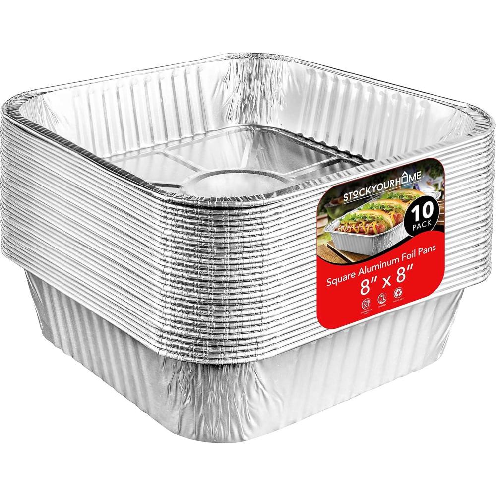 imageStock Your Home Aluminum Pans 8x8 Disposable Foil Pans 20 Pack 8 Inch Square Pans Tin Foil Pans Great for Cooking Heating Storing Prepping FoodPans