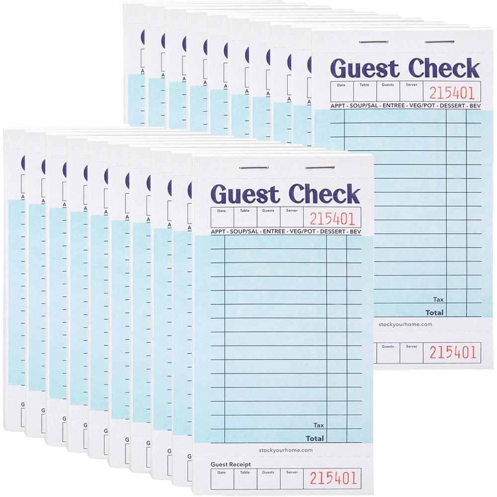 imageStock Your Home Blue Guest Check Books for Servers 20 Pack Server Note Pads Waiter Checkbook Food Receipt Book Restaurant Order Pad Paper Checks Waitress Accessories 1000 Total Tickets