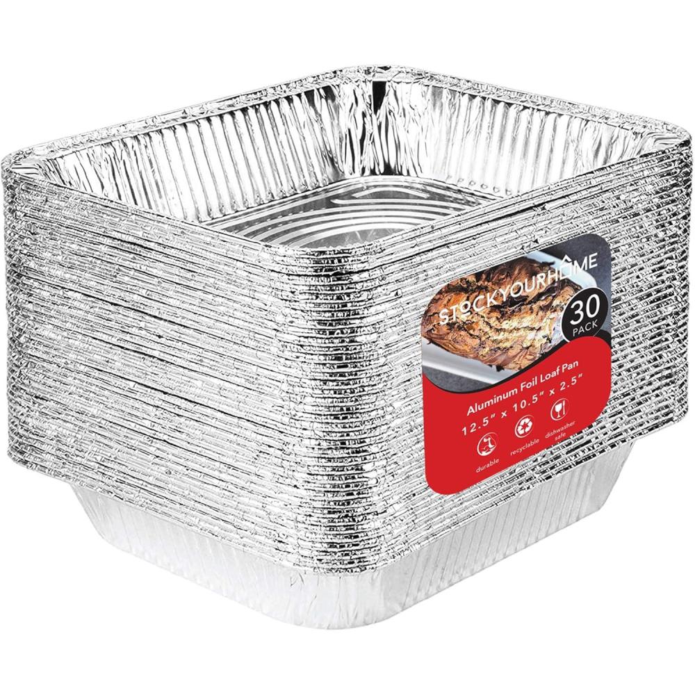 imageStock Your Home Disposable Foil Pans with Lids Set of 40 Heavy Duty Aluminum Pans with Lids 20 9x13 10 8x8 10 1Lb Baking Tins with Covers for Cooking Heating Storing Holiday Dinner Meals30 Pack