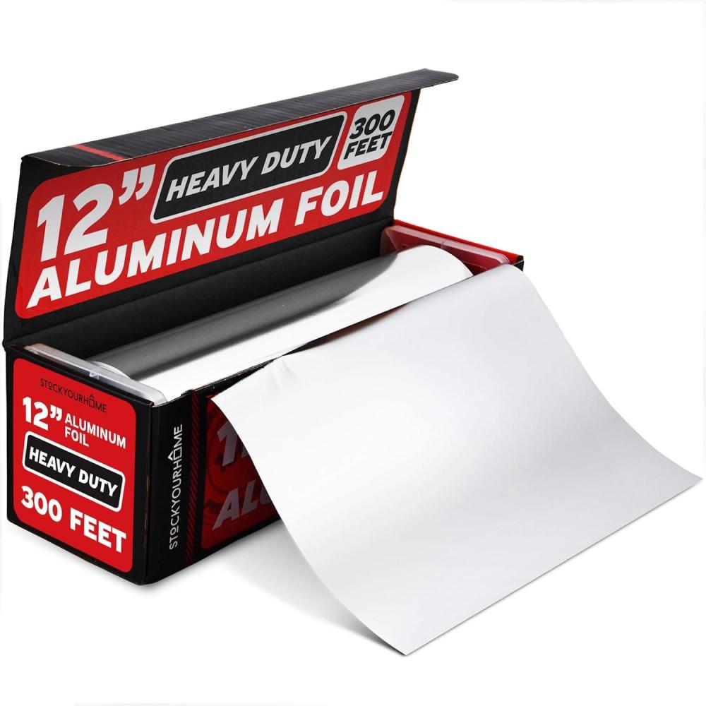 imageStock Your Home Heavy Duty Aluminum Foil Roll 300 FT x 12 Inches Wide Aluminum Foil Heavy Duty Rolls Heavy Duty Foil with Easy Tear Dispenser Premium Tinfoil Roll to Wrap amp Store Food Silver300 Feet