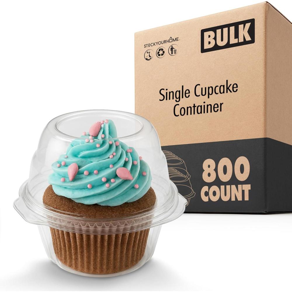 imageStock Your Home Individual Cupcake Containers 50 Pack Cupcake Holder with Lid Plastic Single Cupcake Container Muffin Container Stackable BPA Free800 Count