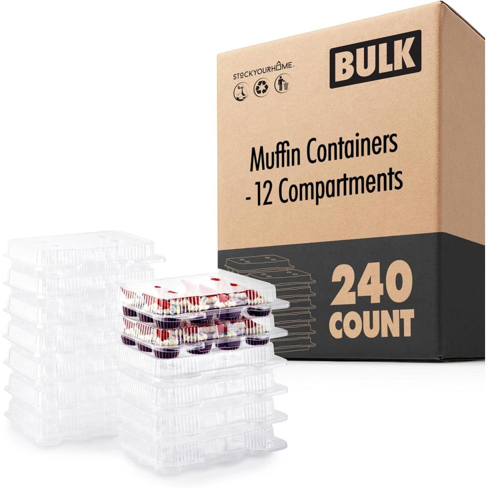 imageStock Your Home Mini Disposable Plastic Cupcake Containers 40 Pack 12 Count Tray Compartment Small or Mini Cupcakes BoxHolderCarrier with Clear Connected Dome Lid BPA Free240